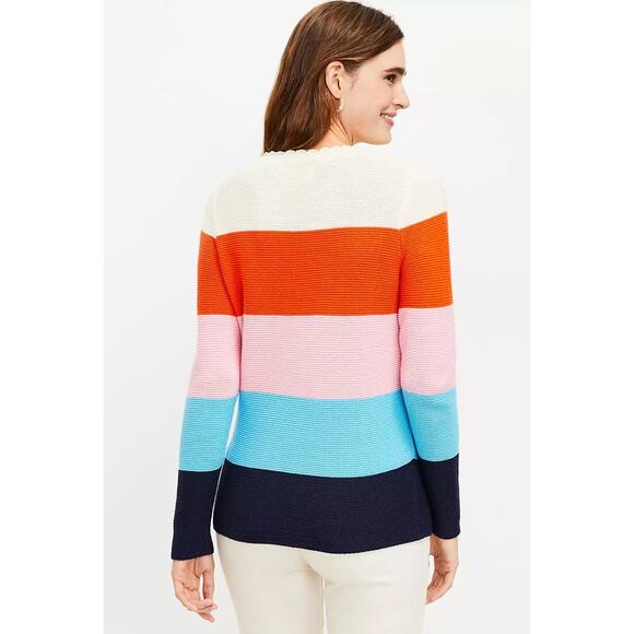 Loft Rainbow Striped Knit Sweater Pullover Womens Size Small Long Sleeve New - Picture 3 of 14